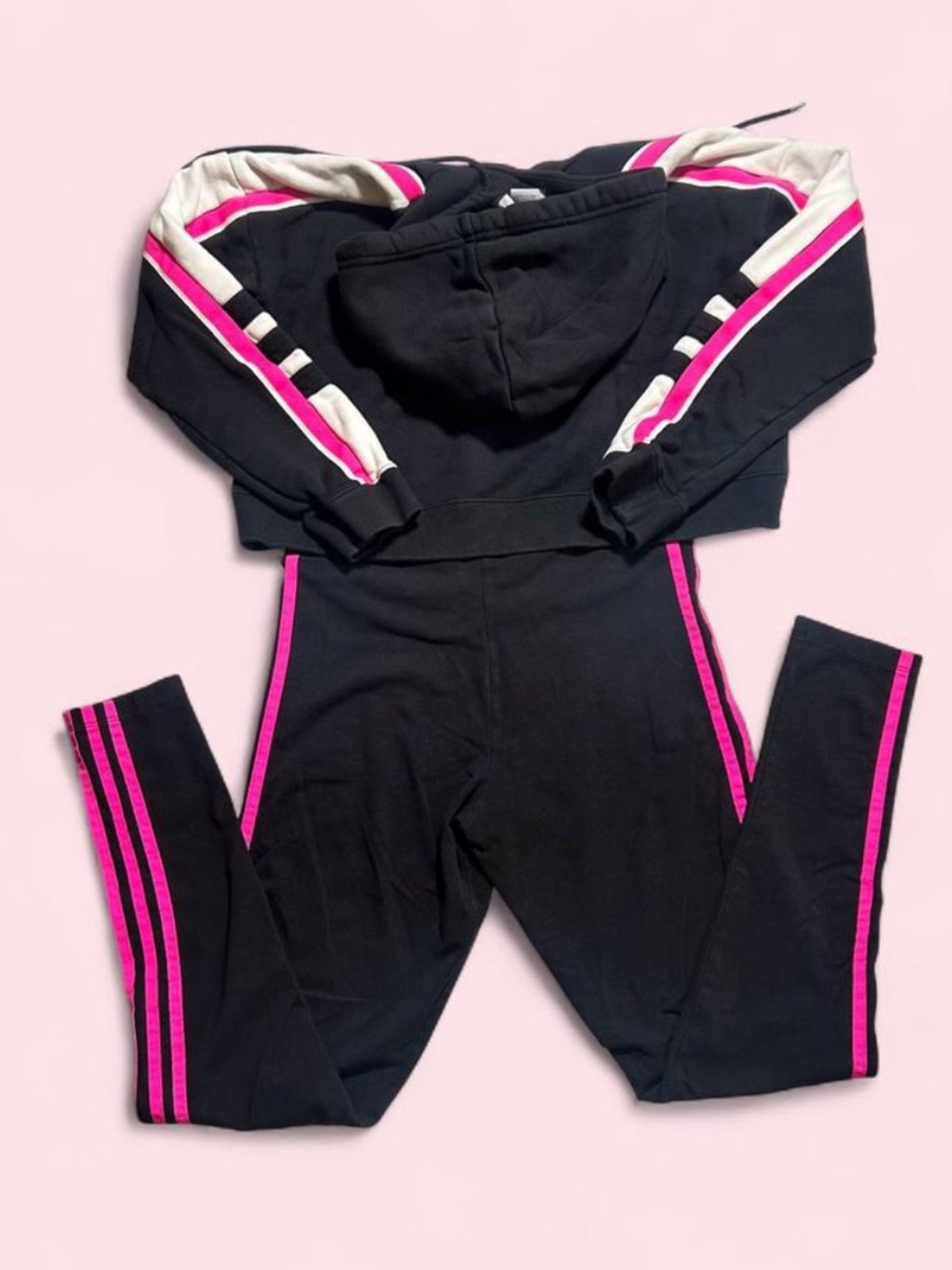 Vintage adidas Black Sweatsuit with Pink Stripes - Picture 6 of 6